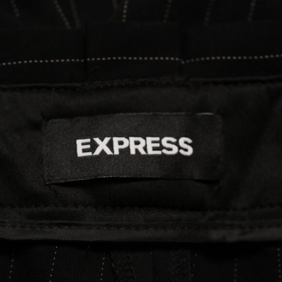 Express Black Pinstripe Paperbag Pants High Rise Belted Ankle Trousers Size 10 - Picture 10 of 12